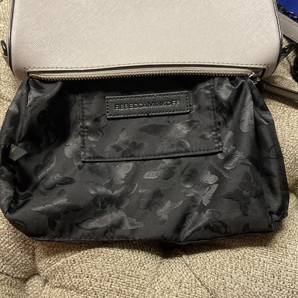 Sale! Rebecca Minkoff light gray crossbody bag with chain strap and tassels. - Picture 10 of 16